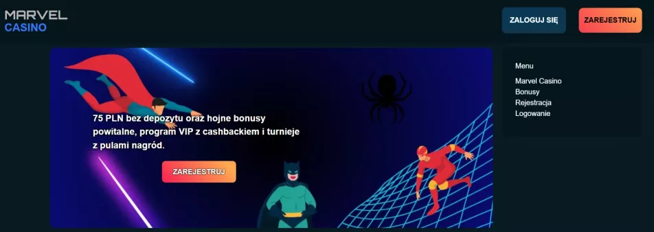 Marvel Casino — $3000 + 800 darmowych spinów, najlepszy bonus powitalny w Polsce 2026